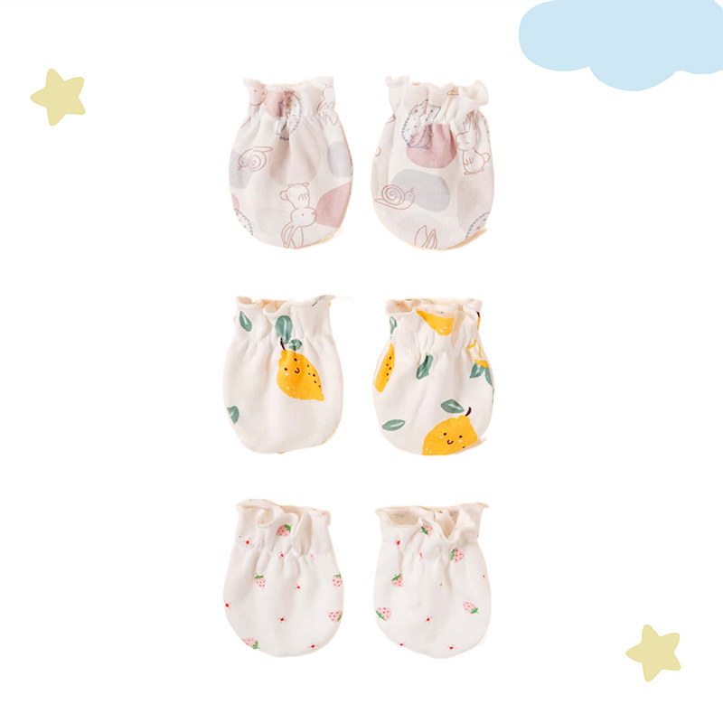 Baby Mittens Scratch - 3 أزواج من قفازات الأطفال المضادة