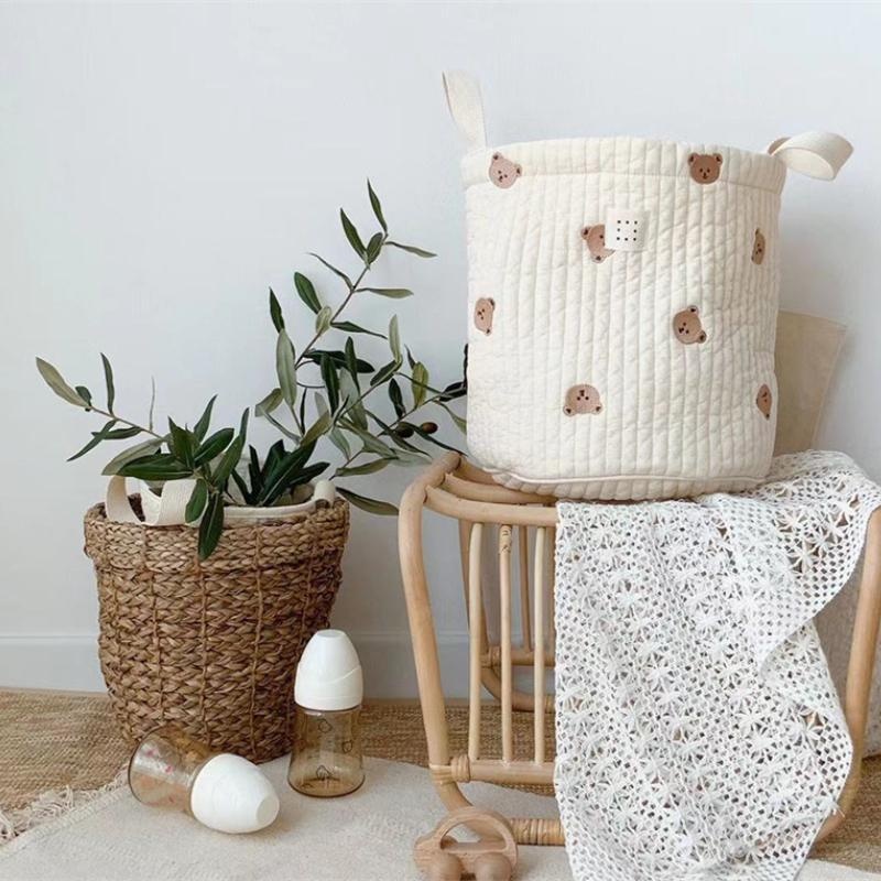 لطيف الدب التطريز حقيبة حفاضات - مراجعة Baby Clothing Basket وسعره